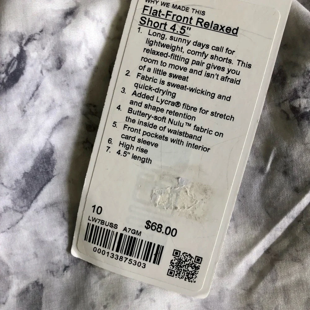 NWT Lululemon Print Flat Front Relaxed Shorts 4.5” Aquila Rhino Grey Multi 10 - Picture 6 of 12